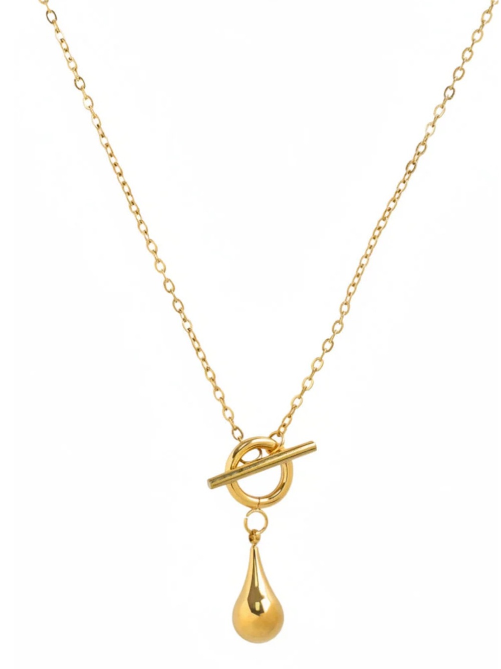 Gold Teardrop 💛 Toggle Pendant Necklace